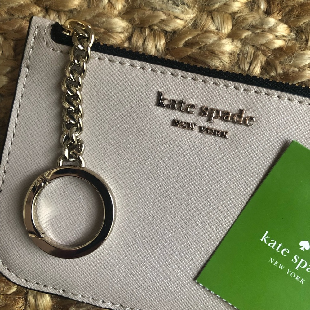 New w Tag: Kate Spade Medium Zip Around Cameron Card Holder Key Ring.